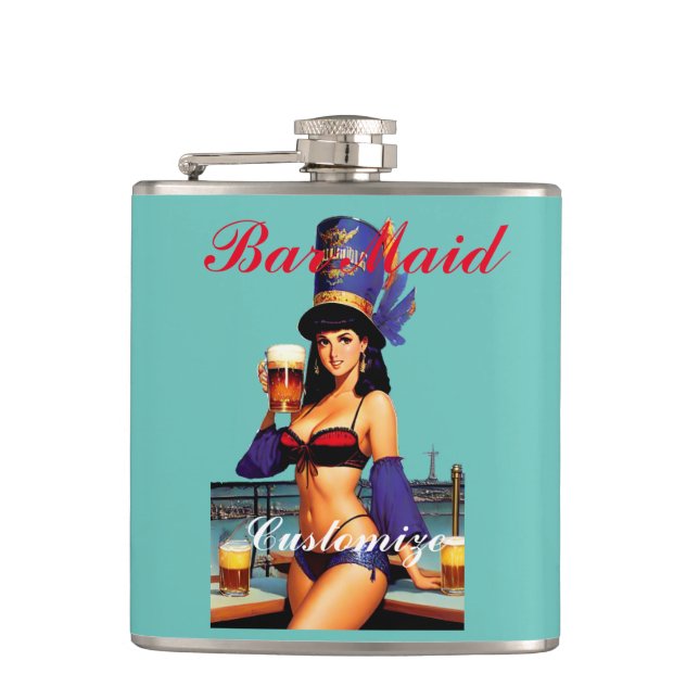 Bonafide Bar Maid Thunder_Cove  Hip Flask (Front)