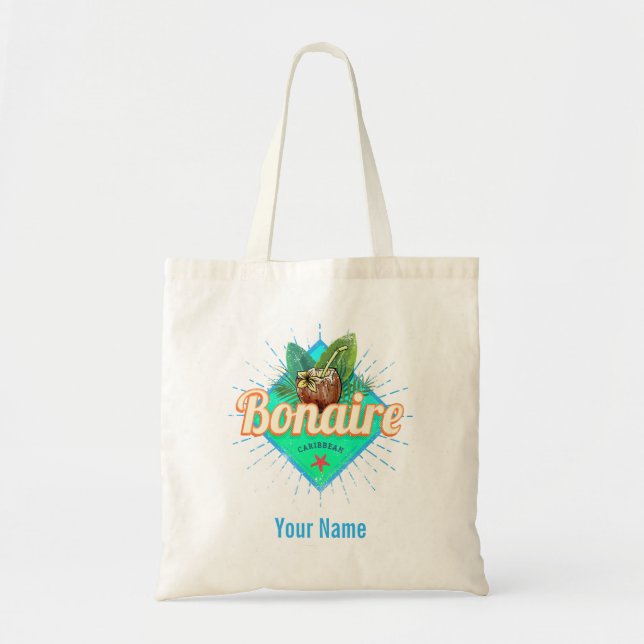 Bonaire Caribbean retro vacation vintage island Tote Bag (Front)