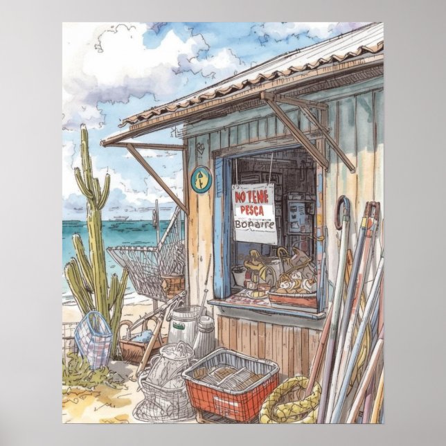 Bonaire fish shack sold out poster (Front)