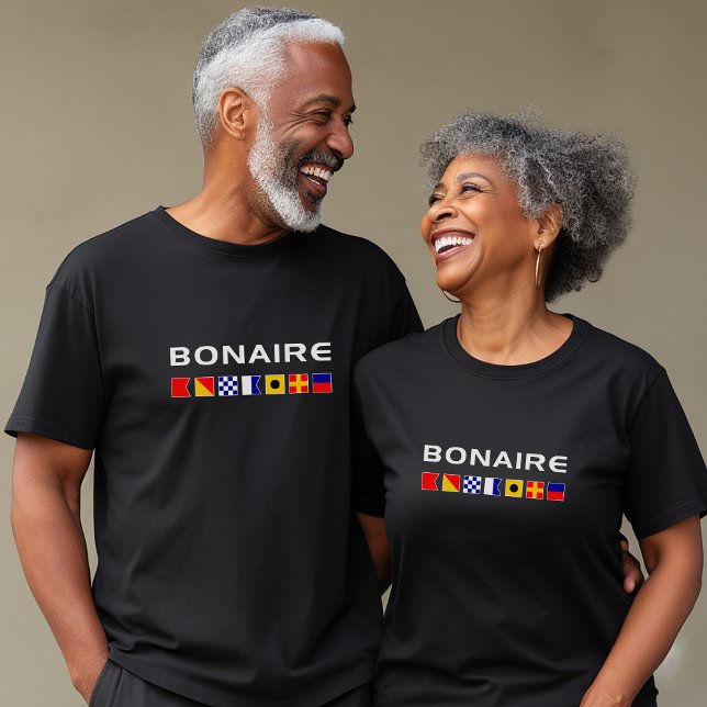 Bonaire Nautical Maritime Sailing Flags Dark Color T-Shirt (Creator Uploaded)