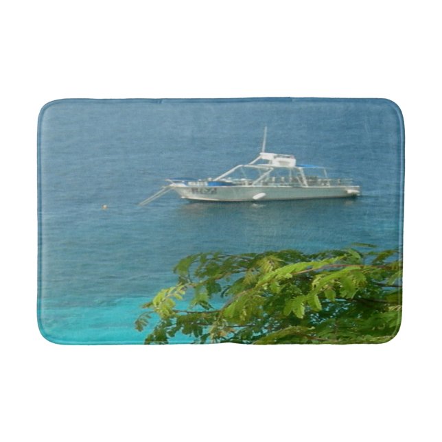Bonaire Ocean View with Boat Bathmat (Front)