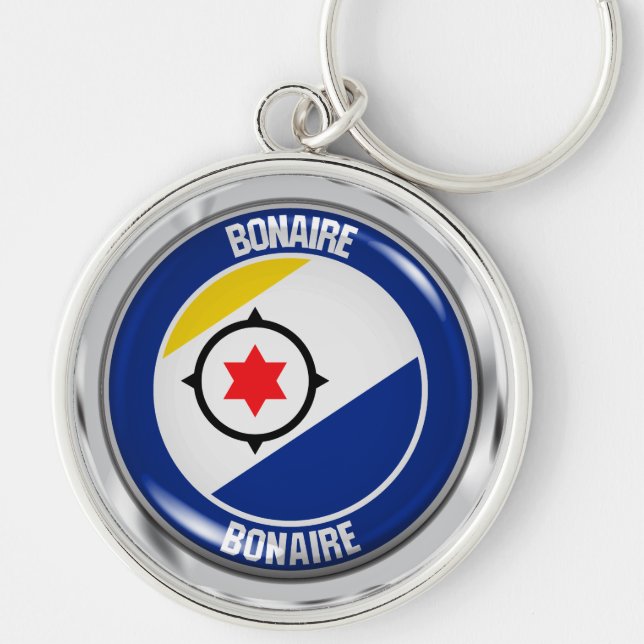Bonaire Round Emblem Key Ring (Front)