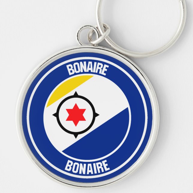 Bonaire Round Emblem Key Ring (Front)