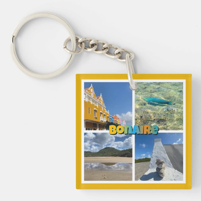 Bonaire Scenic Photo Collage Key Ring (Front)