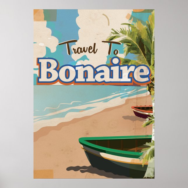 Bonaire vintage travel poster art. (Front)