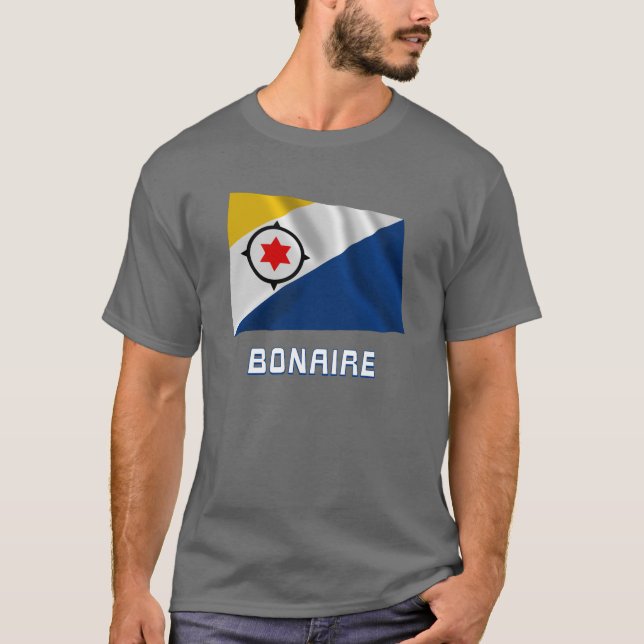 Bonaire Waving Flag with Name T-Shirt (Front)
