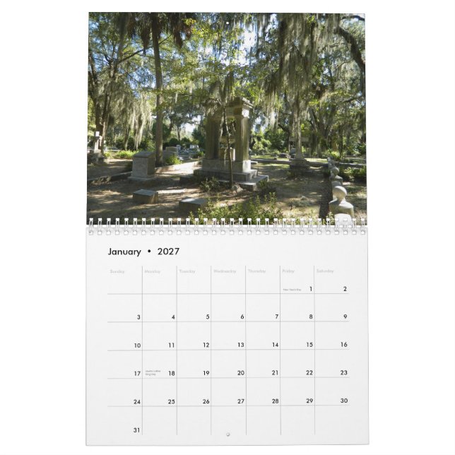 Bonaventure Cemetery 2013 Calendar (Jan 2027)