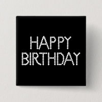 BonBon Party Happy Birthday Black & White Button