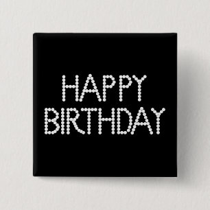 BonBon Party Happy Birthday Black & White Button