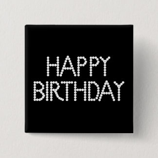 BonBon Party Happy Birthday Black & White Button