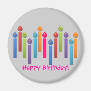 BonBon Party Happy Birthday colourful candels Magnet