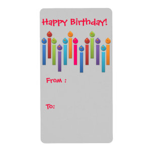 BonBon Party Happy Birthday Gift tag colourful