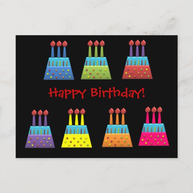 BonBon Party Rainbow Birthday Cakes Postcard (Front)