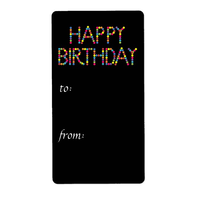 BonBon Party Rainbow Happy Birthday  Gift Tag (Front)