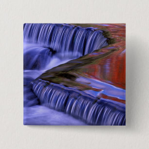 Bond Falls; Reflecting Fall Coloured Leaves; 15 Cm Square Badge