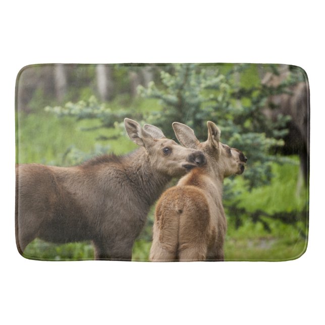 Bonded Moose Calves Bath Mat (Front)