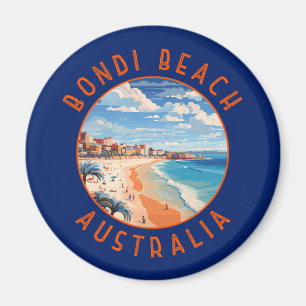 Bondi Beach Australia Travel Art Vintage Magnet