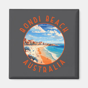 Bondi Beach Australia Travel Art Vintage  Magnet