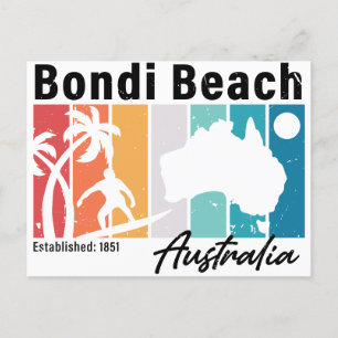 Bondi beach Australia Vintage Retro Souvenirs 80s Postcard