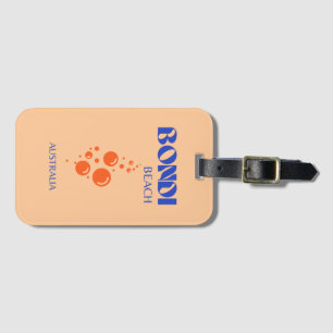 Bondi Beach, Preppy Art, Orange, Blue Luggage Tag