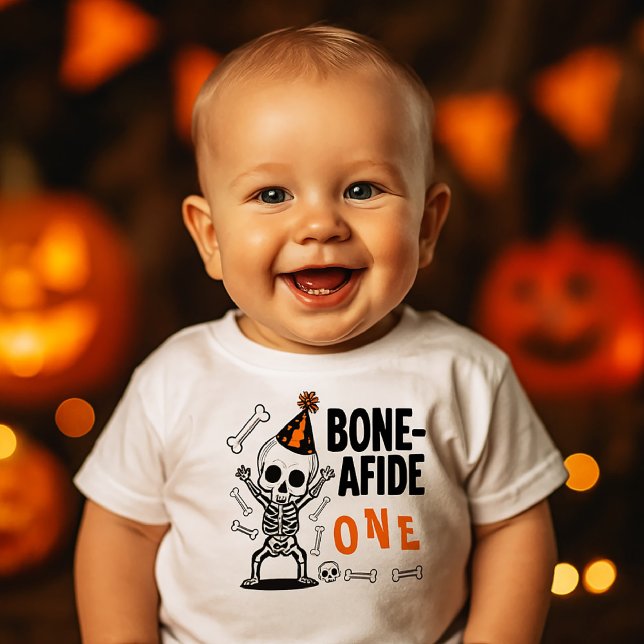 Bone-afide One Skeleton First Birthday Halloween Toddler T-Shirt (Creator Uploaded)