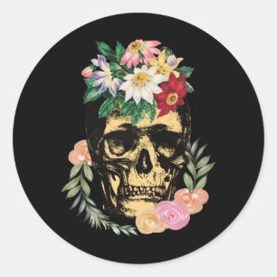 Bone And Flowers Classic Round Sticker