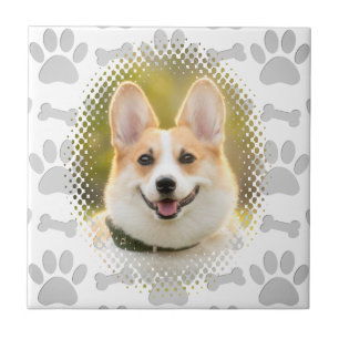 Bone And Paw Print Pattern Dog Frame  Tile