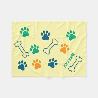 Bone and Pawprint Personalised Dog Blankets