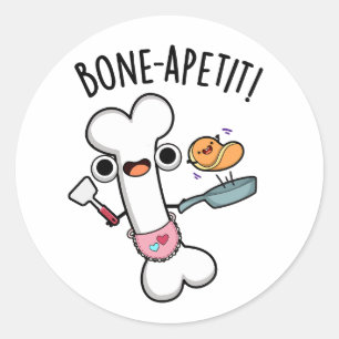 Bone Apetit Funny Cooking Pun  Classic Round Sticker