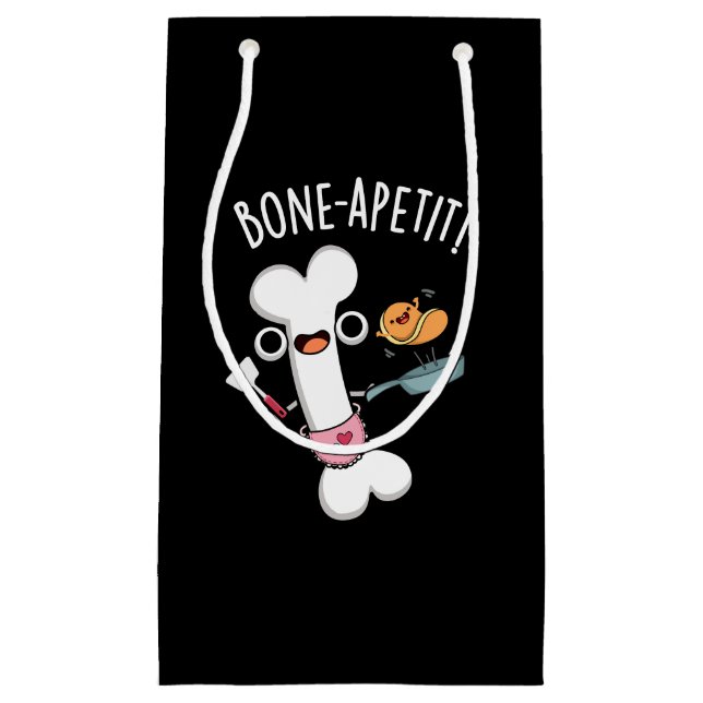 Bone Apetit Funny Cooking Pun Dark BG Small Gift Bag (Front)