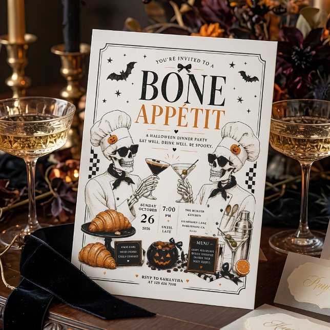 Bone Appétit Halloween Dinner Party  Holiday Card (Creator Uploaded)