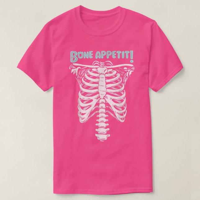 Bone Appetit, Halloween Skeleton 668 T-Shirt (Design Front)
