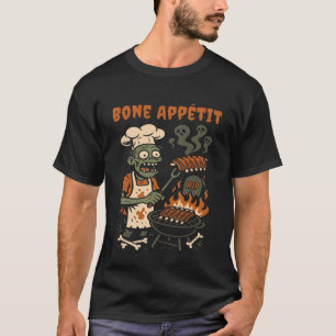 Bone Appétit – Zombie BBQ Chef Skeleton Grill Humo T-Shirt