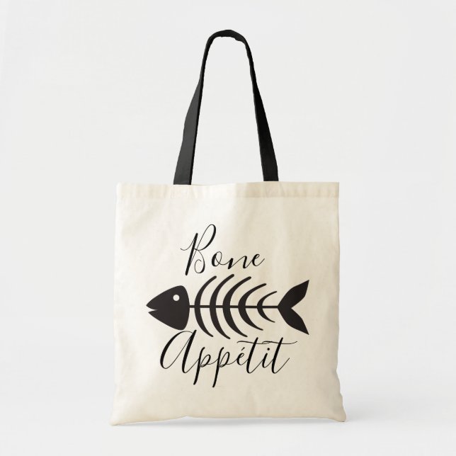 Bone Appetite Fish Bone Skeleton Tote Bag (Front)