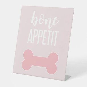 Bone Appetite Puppy Birthday Party Sign pink