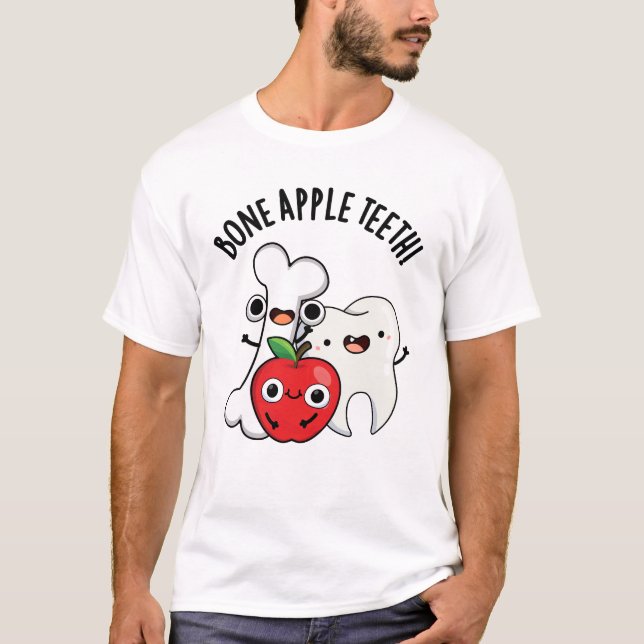 Bone Apple Teeth Funny Bona Appetit Pun  T-Shirt (Front)