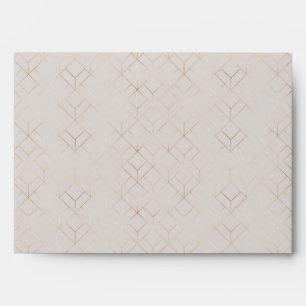 Bone Beige Gold Foil Art Deco Invitation Matching Envelope