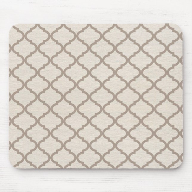 Bone/Beige Moroccan Trellis Mouse Pad (Front)