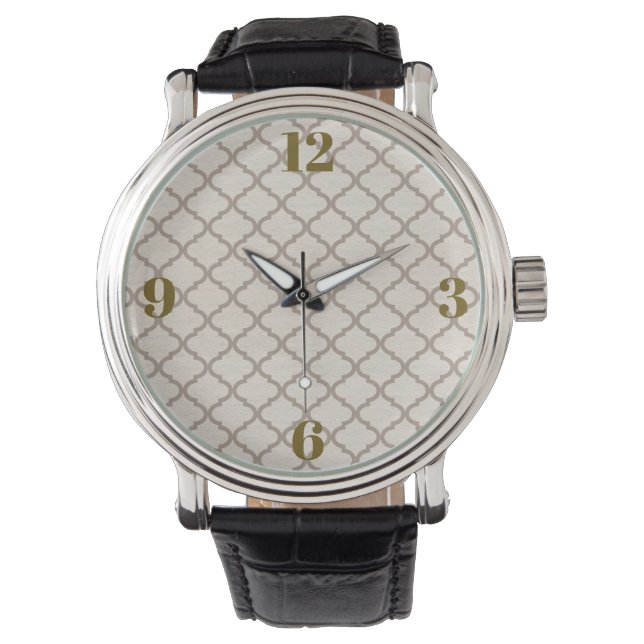 Bone/Beige Moroccan Trellis  Watch (Front)