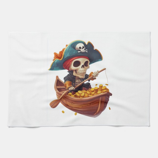 Bone Buccaneer � Funny Pirate Skull Tea Towel (Horizontal)
