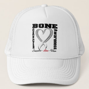 Bone Cancer Awareness Brushed Heart Ribbon Trucker Hat