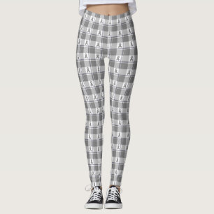 Bone Cancer Awareness Plaid Gray Ribbon Leggings