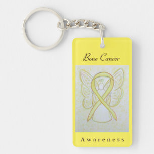 Bone Cancer Awareness Yellow Ribbon Angel Keychain
