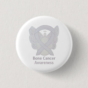 Bone Cancer White Angel Awareness Ribbon Pin