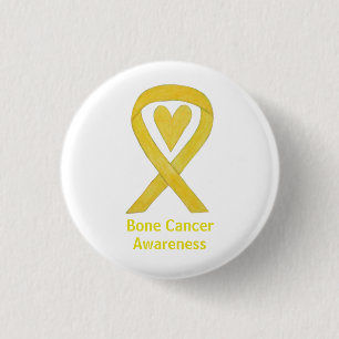 Bone Cancer Yellow Heart Awareness Ribbon Pins