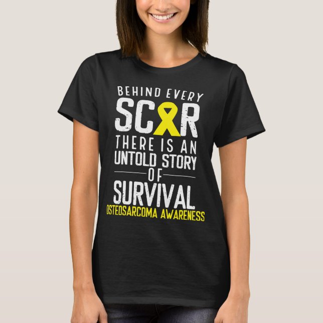 Bone Cancer Yellow Scar Osteosarcoma Awareness T-Shirt (Front)