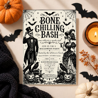 Bone Chilling Bash Victorian Gothic Halloween Part Invitation