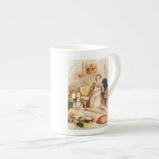 Bone China Cup, “Grandma’s Kitchen" Mug (Front Right)