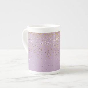 Bone China Mug-Petite Golden Stars-Lavender Mug