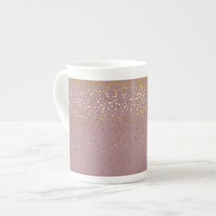 Bone China Mug-Petite Golden Stars-Mauve Mug